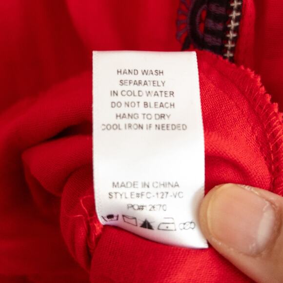 VICI Kells Cotton Embroidered Red Mini Dress Size Small - Picture 8 of 9